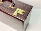 Vintage Embossed Alligator Leather Train Case Mirror Mid Century Travel Case