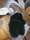 Trendy  faux-fur  Lined Moccasin  Loafers   black-color 