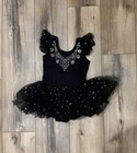 Girls Black Rhinestone Star Tutu Ballet Leotard Dance Dress Size 130  6 7 