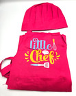 2 Pcs -kid Apron And Chef Hat Set Adjustable Children Kitchen Apron  Pink