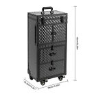 4-in-1 Pro Aluminum Rolling Makeup Case Salon Cosmetic Organizer Trolley Black