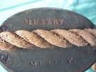 Vtg  Rope Bound Wood Double Nautical Block Pulley W iron Hook     Rare - Muzzey