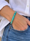 Genuine Kingman Arizona Turquoise   Sterling Silver Navajo Pearls Bracelet