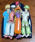 Vintage Woman Pins By Lucinda Blue Background With 5 Young Women Pin   Brooch