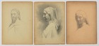 Antique Original 1880 s Pencil Drawings  Figure Studies  Women In Profile