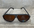 Vintage 80s Blue Blocker Sunglasses Matte Black Sports Frame Amber Orange Lens