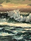 Fine Antique Modern Ocean Seascape Landscape Oil Painting Vintage Muirhead 1969