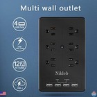 Surge Protector Power Strip  12 Ac Outlets  4 Usb Ports  Wall Mount Adapter