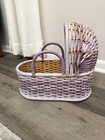 Vintage Wicker Baby Doll Bassinet Crib Basket