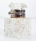 Antique Silver Plate Cut Crystal Hinged Inkwell