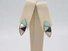 Native American Indian Sterling Silver Turquoise Stone Mother Of Pearl Earrings