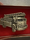 Vintage Brass Belt Buckle  Fire Truck  Firefighters  Fireman Solid New In Box