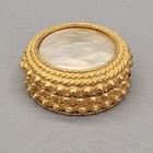 Vintage Florenza Trinket Box Mother Of Pearl Pebble Hinged Lid Gold Tone  1 3 8 