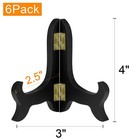 6 Pack 4 Inch Wooden Display Stand Plate Easels Holder  black 