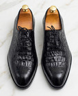 Handmade Men s Black Crocodile Embossed Lace Up Derby Dress Shoes  us 4-16 Sizes