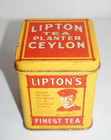 Vintage 1980s Lipton Orange Pekoe Tea Planter Ceylon Tin Bristol Ware