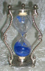 Vintage Silver Toned Nautical Celestial Sun Bird Beak Blue Sand Hourglass Timer