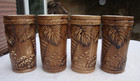 Vintage Hawaii Tiki Tumbler Mugs Brown Matte Ceramic Aloha Set Of 4 Bar Souvenir