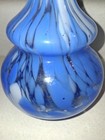 Hand Blown Blue White Clear Glass Vase 8 5  Tall 4 5  Wide Art Decor