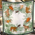 70  Cashmere 30  Silk Scarf Animal Lace Print Shawl Wrap Double Face135x135cm