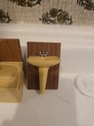 Lundby Dollhouse Furniture Miniature Yellow Bathroom Tub And  Sink Vintage