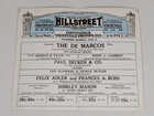 Vintage Hillstreet Playbill The De Marcos Aug 8  1923 La