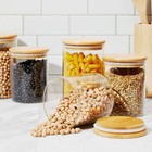 5pc Kitchen Glass Canisters Set With Bamboo Lids - Storage Jars For Pantry  Food