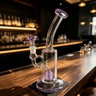 10  Purple Glass Water Pipe Recycler Bong 14mm Bowl Thick Smoking Pipes Hookah