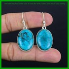 Tibetan Turquoise Gemstone 925 Sterling Silver Ethnic Dangle Drop Hook Earrings