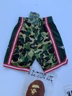 A Bathing Ape Kids Basketball Short Green Camo Pattern  Bape Logo Japan Sz 120