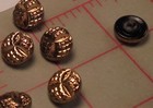 12 Vintage Small Gold Glass Shank Buttons Geometric Design Czech 1 2  14mm  3643
