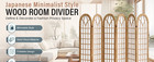 6 Panel Room Divider Wall Shoji Screen  Japanese Wood Room Divider For