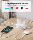 Us Extension Cord Flat Surge Protector Power Strip 4 Wide Spaced Ac Outlet 3 Usb