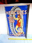 Vintage 12x20 In 2 Sided Flange Hercules Tires Sign Heavy Metal Porcelain -x 117