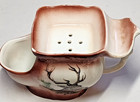 Vintage Woodland Stag Porcelain Shaving Scuttle Mug 4  Inch Germany