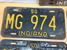 Lot 7 Indiana License Plates 1950 1951 1954 Matching Pairs