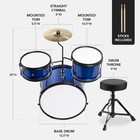 Best Choice Products Kids 3-piece Beginner Drum Set With Sticks Cushioned Stool