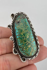 Massive Vtg Navajo Sterling Silver Slab Royston Turquoise Stamped Ring 20 8g