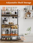 Large Brown Shelf Unit With Power Outlet   Freestanding Storage Organizer