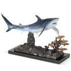 Shark With Prey Brass Marble Sculpture Statue Coastal Nautical   Spi Home 30969