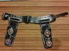 Vtg Leather Hubley  Toy Cap Gun Holster Set Double Jewelled Cowboy Western Belt 