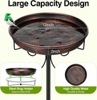35in Metal Bird Bath Outdoor Vintage Freestanding Feeder Bowl Garden Bronze
