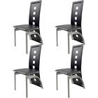 Set Of 4 Leather Dining Chairs Living Room Chairs W  High Back Metal Legs