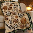Vintage Sports Soccer Blanket Ultra Soft Cozy Plush Baseball Basketball Footb   