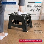 Folding Step Stool 9 Inch  Black  Non-slip Holds 300 Lbs