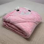             adorable Pink Bunny Hooded Baby Towel-soft Microfiber-new   Soft-3ftx3ft