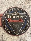 Triumph Motorcycle Sign Cast Iron Plaque Fatboy Rider Collector Patina 3 lb Gift