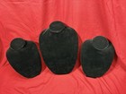 Black Velvet Necklace Jewelry Display Stand Neck Bust Form Lot Of 3