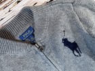 Polo Ralph Lauren Full Zip Knit Sweater Gray Big Pony Logo Cotton Boys 5 5t