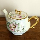 Antique Hand Painted Floral Teapot W Gold Trim - Artist Signed Surquist   Bonus